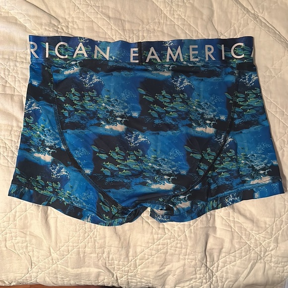 American Eagle Flex Trunks Blue Fish Print Size Medium - Picture 2 of 2